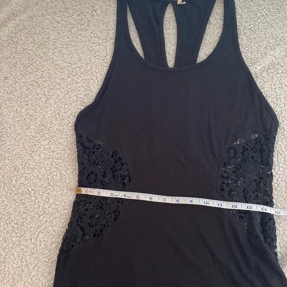 Rip Curl maxi dress black with side waist crochet cut outs L - Picture 11 of 12
